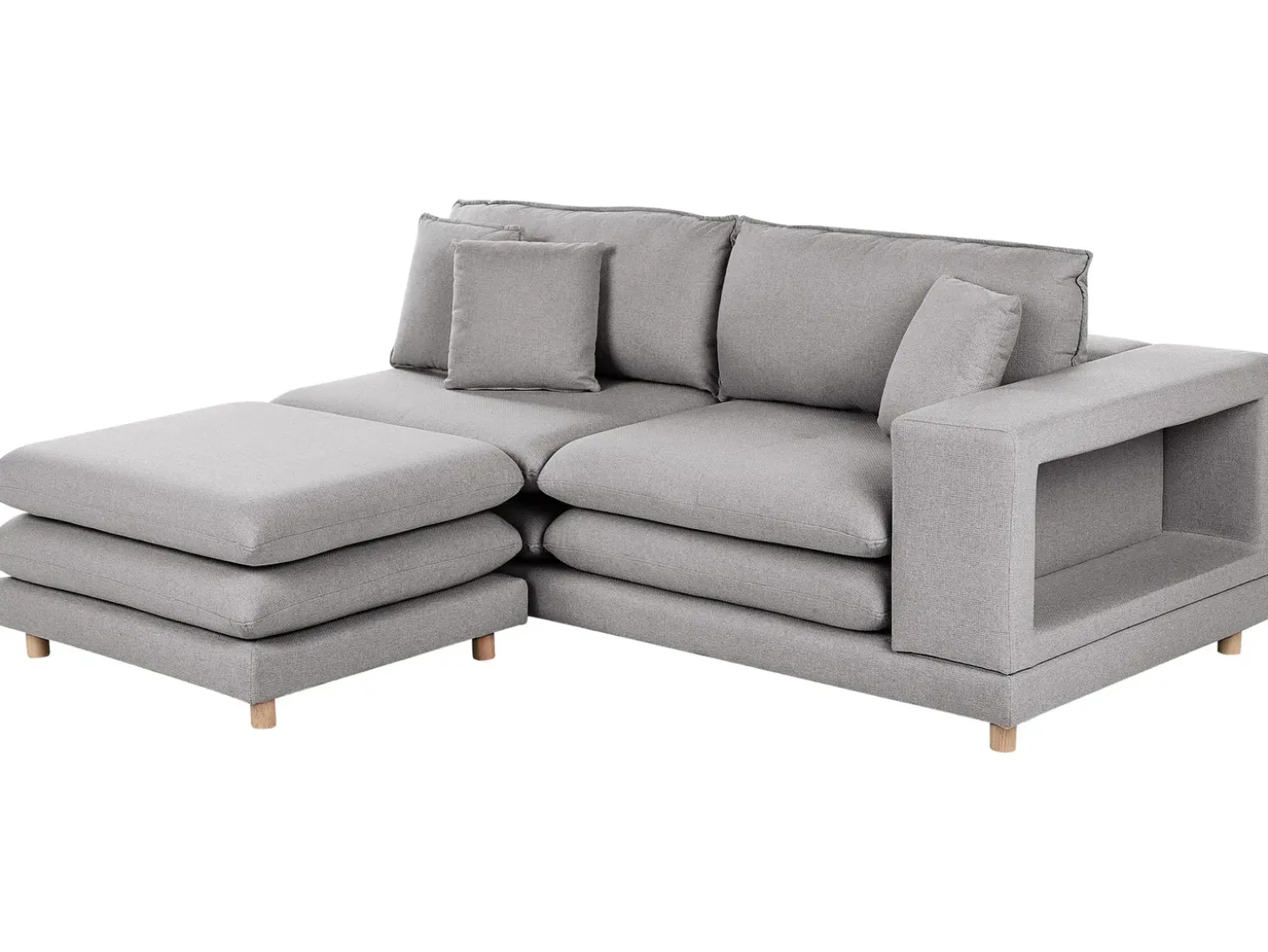 Clearance Sofa dla 2 osób HEDEN Szary z otomaną Sofy Tapicerowane|Sofy Dwuosobowe