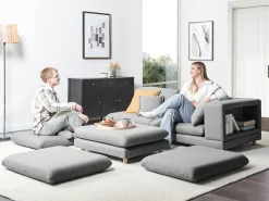 Clearance Sofa dla 2 osób HEDEN Szary z otomaną Sofy Tapicerowane|Sofy Dwuosobowe