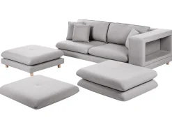 Clearance Sofa dla 2 osób HEDEN Szary z otomaną Sofy Tapicerowane|Sofy Dwuosobowe
