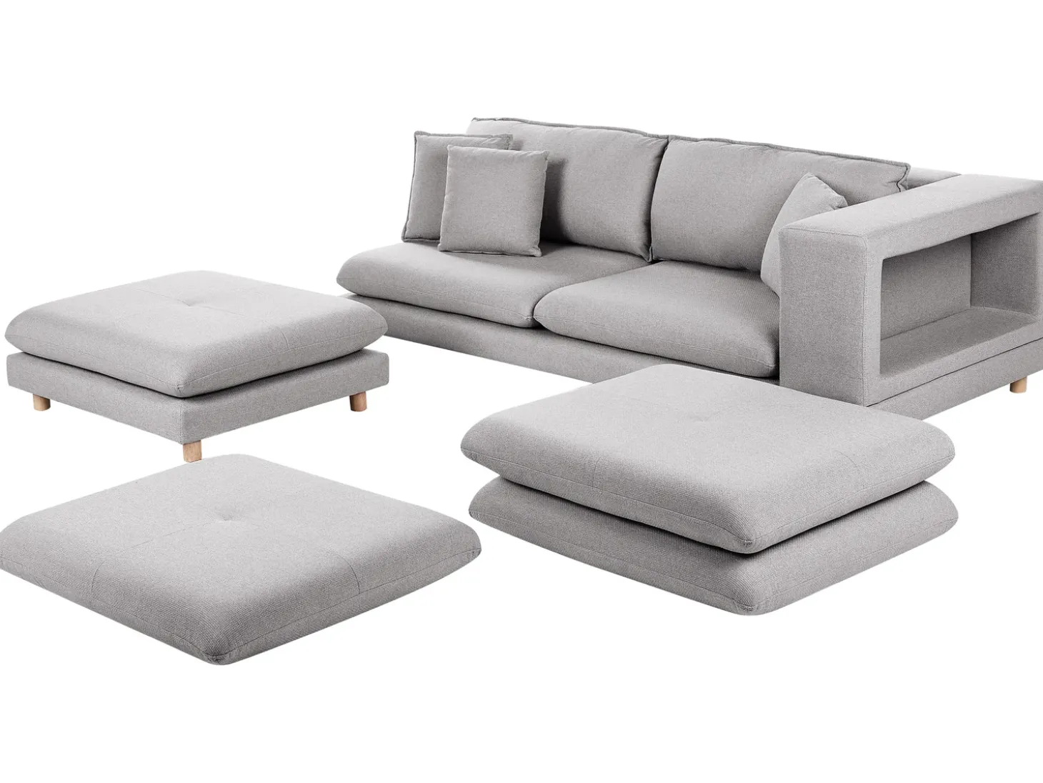 Clearance Sofa dla 2 osób HEDEN Szary z otomaną Sofy Tapicerowane|Sofy Dwuosobowe