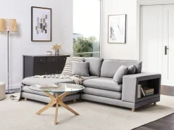 Clearance Sofa dla 2 osób HEDEN Szary z otomaną Sofy Tapicerowane|Sofy Dwuosobowe