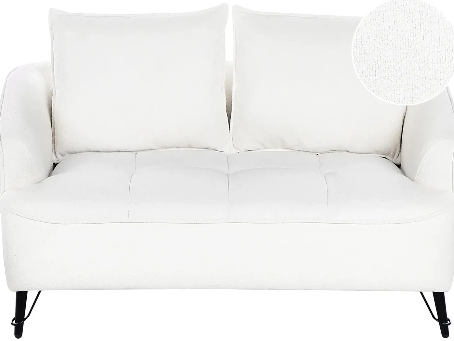 Hot Sofa dla 2 osób HOBRO Boucle Biały Sofy Tapicerowane|Sofy Dwuosobowe