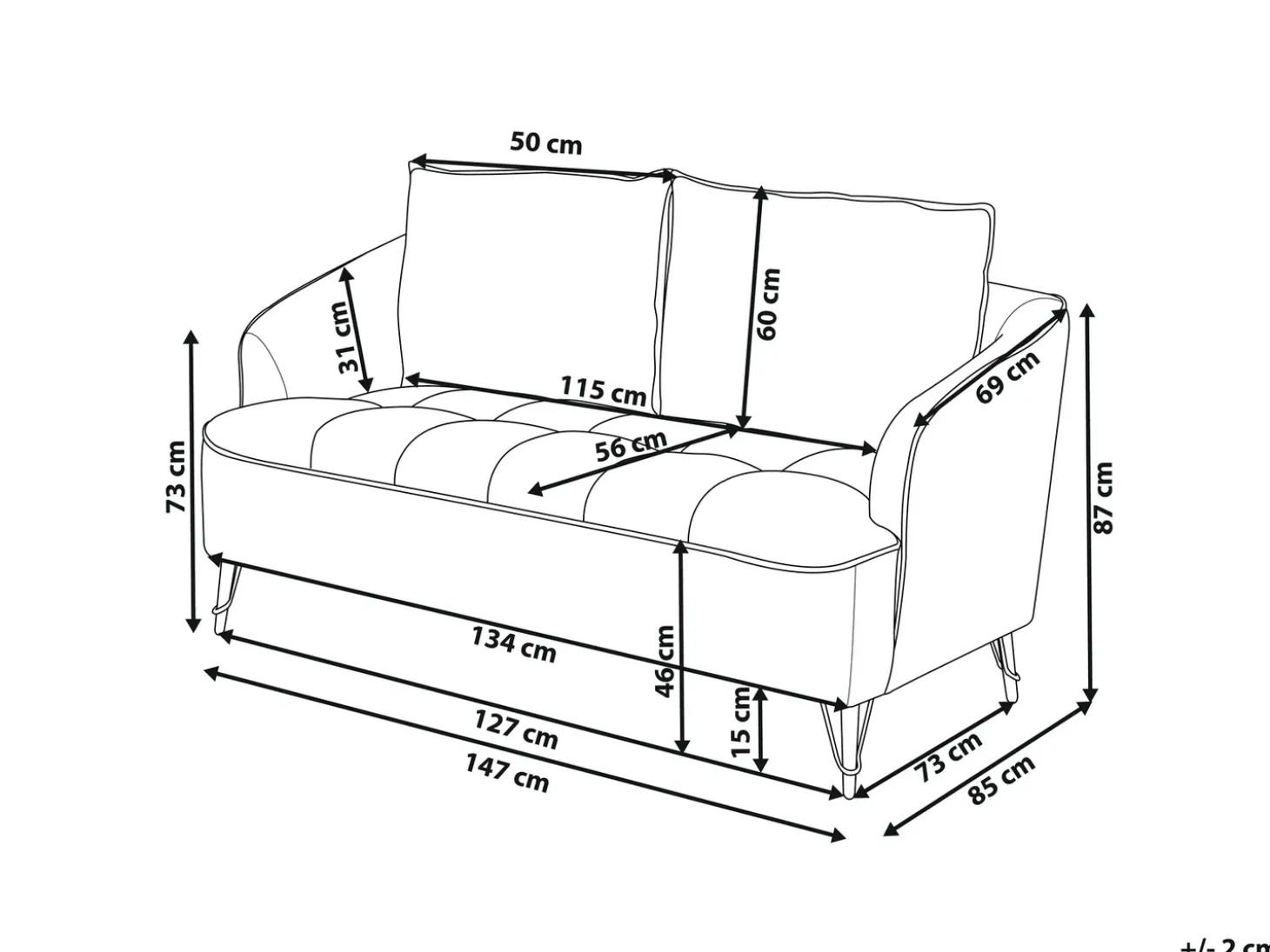 Hot Sofa dla 2 osób HOBRO Boucle Biały Sofy Tapicerowane|Sofy Dwuosobowe
