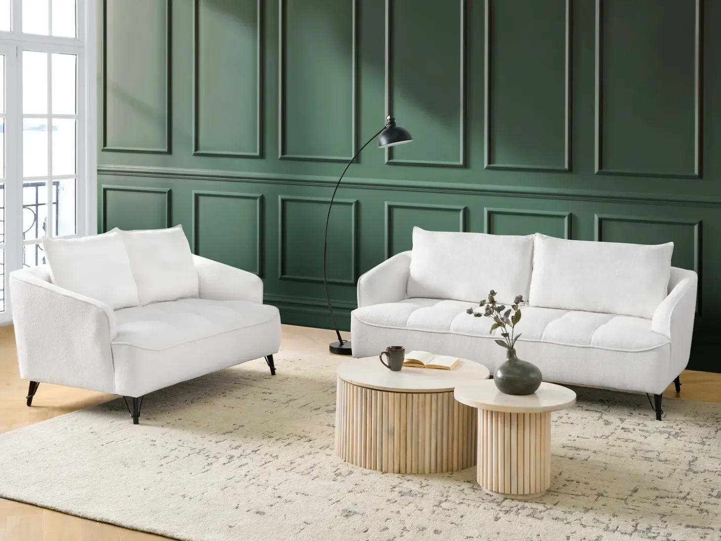 Online Sofa dla 3 osób HOBRO Boucle Biały Sofy Tapicerowane|Kolekcje Sof