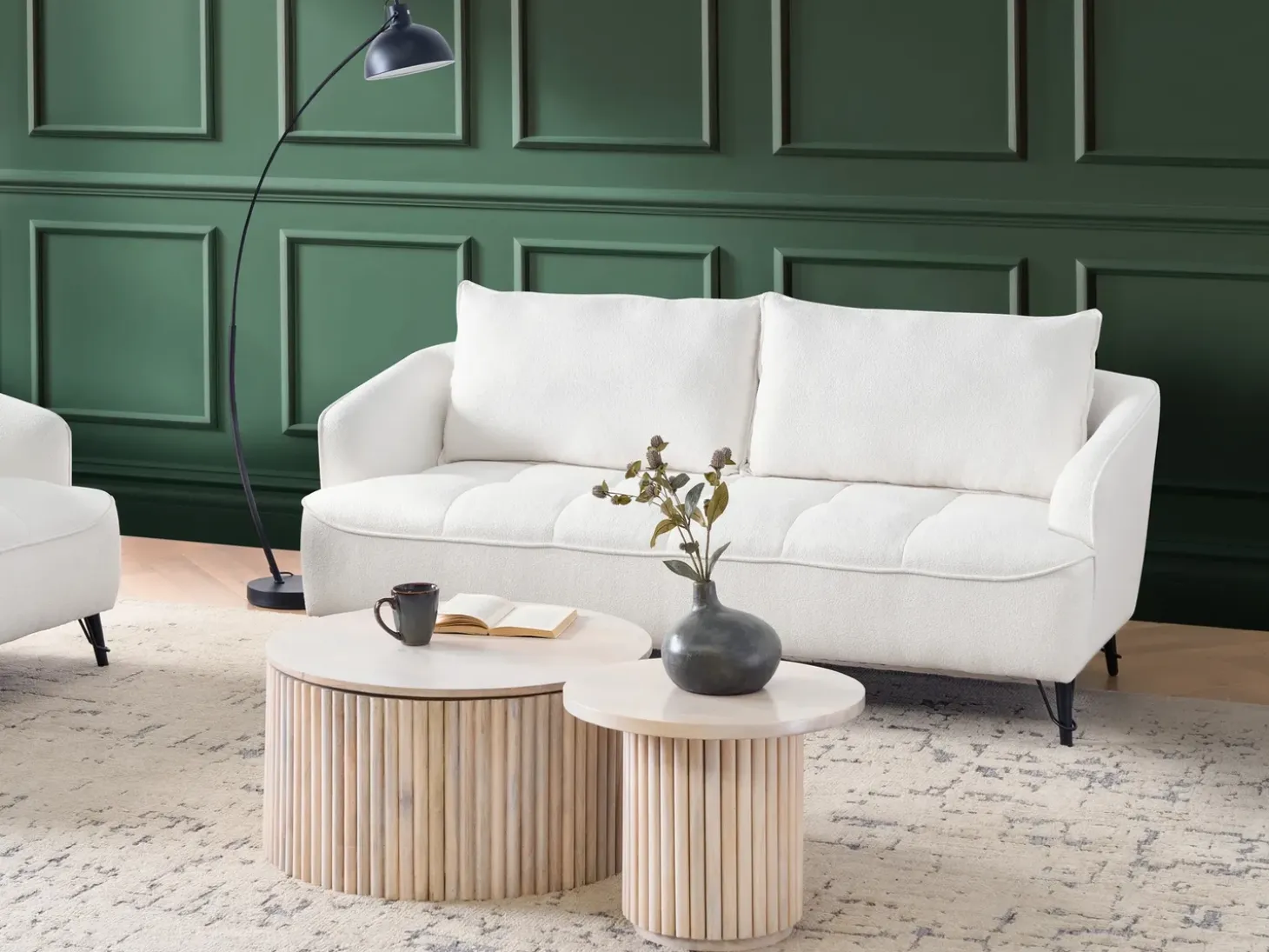 Online Sofa dla 3 osób HOBRO Boucle Biały Sofy Tapicerowane|Kolekcje Sof