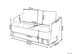New Sofa dla 2 osób HOBRO Burgundowy Sofy Tapicerowane|Sofy Dwuosobowe