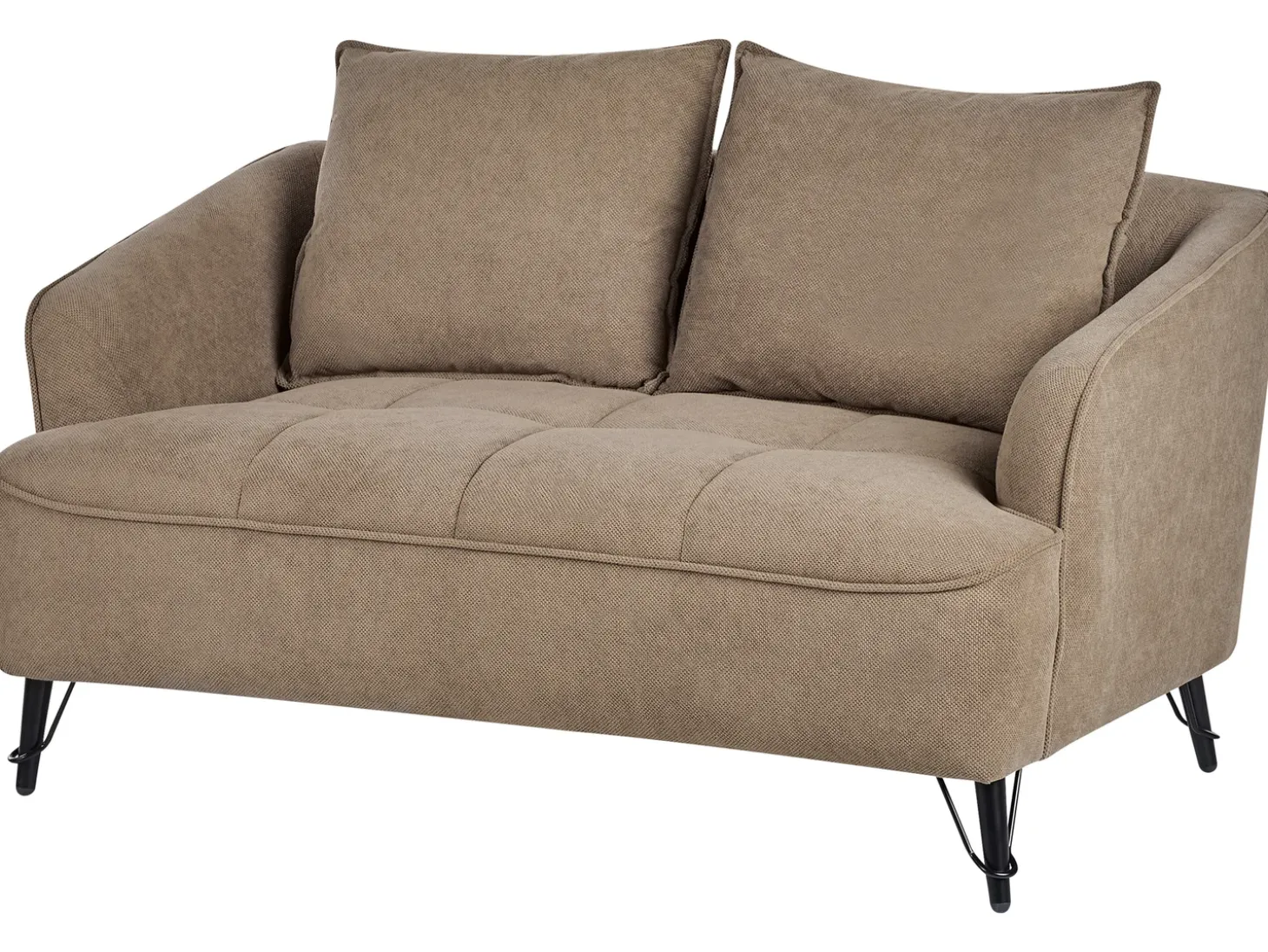 Sale Sofa dla 2 osób HOBRO Jasnobrązowy Sofy Tapicerowane|Sofy Dwuosobowe
