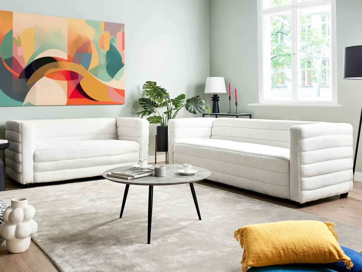 New Sofa dla 3 osób HOFN Boucle Złamana biel Sofy Tapicerowane|Kolekcje Sof