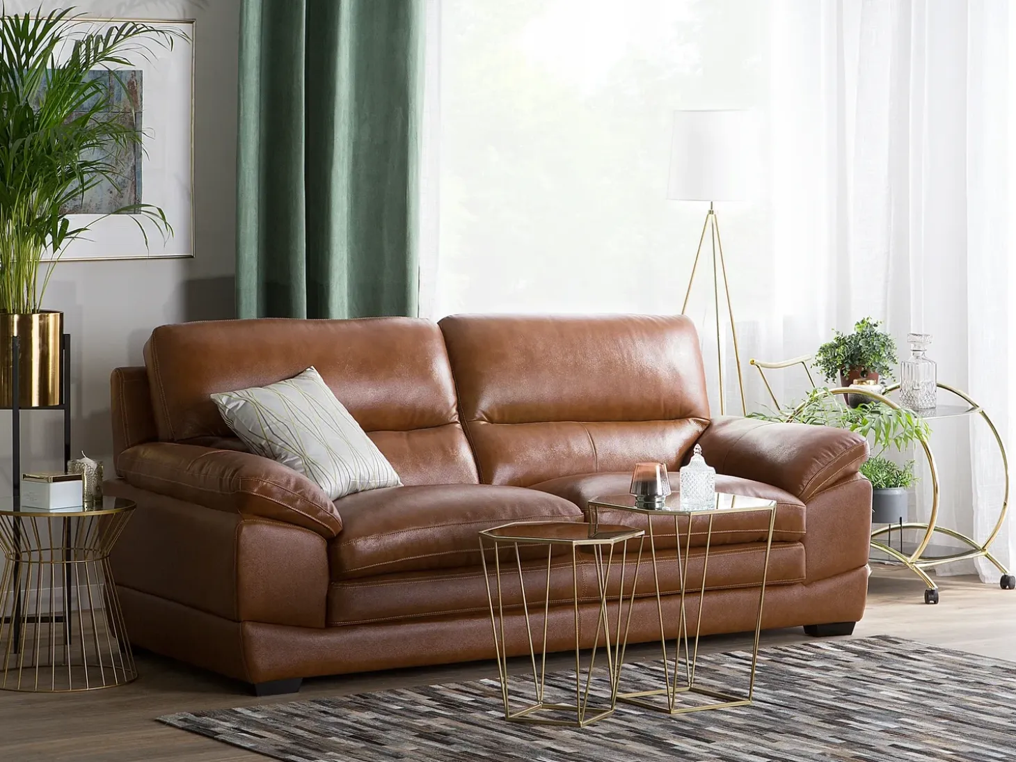 Hot Sofa dla 3 osób HORTEN Skóra naturalna Złoty brąz Kolekcje Sof|Sofy Skórzane