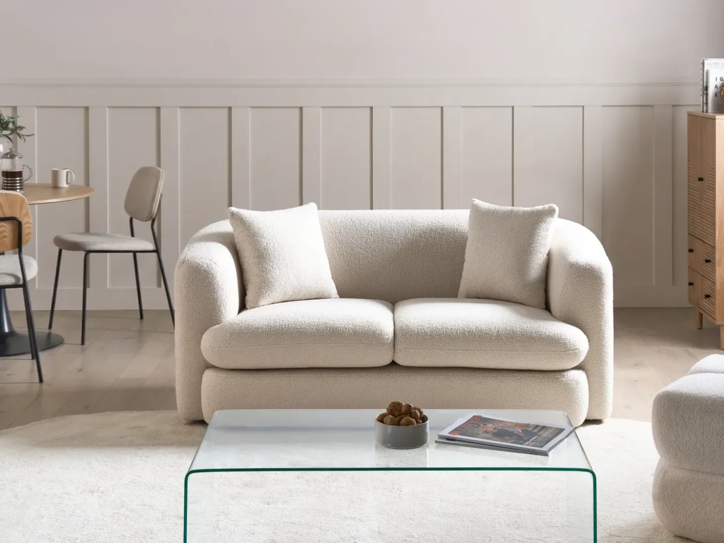 Sofa dla 2 osób HUSBY Boucle Złamana biel Sofy Tapicerowane|Sofy Dwuosobowe