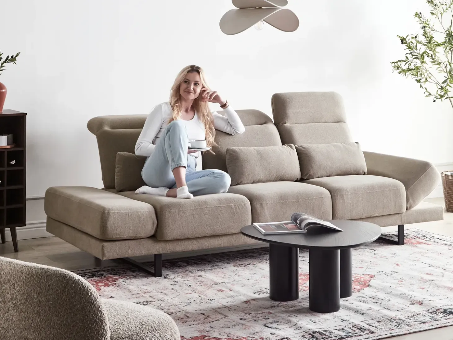 Outlet Sofa dla 3 osób IKAST Beżowoszary Sofy Tapicerowane|Kolekcje Sof