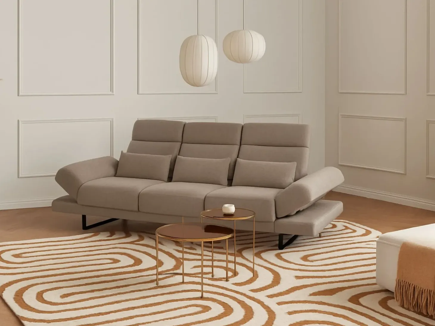 Outlet Sofa dla 3 osób IKAST Beżowoszary Sofy Tapicerowane|Kolekcje Sof