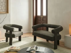 Sale Sofa dla 2 osób ILBRO Boucle Ciemno Sofy Tapicerowane|Sofy Dwuosobowe