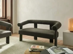 Sale Sofa dla 2 osób ILBRO Boucle Ciemno Sofy Tapicerowane|Sofy Dwuosobowe