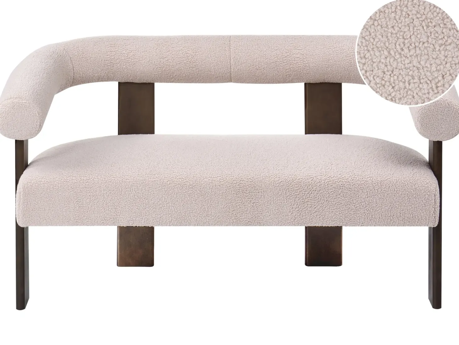 Outlet Sofa dla 2 osób ILBRO Boucle Ciemny brąz/ beżowy Sofy Tapicerowane|Sofy Dwuosobowe