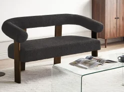 Best Sofa dla 2 osób ILBRO Boucle Czarny/ ciemny brąz Sofy Tapicerowane|Sofy Dwuosobowe