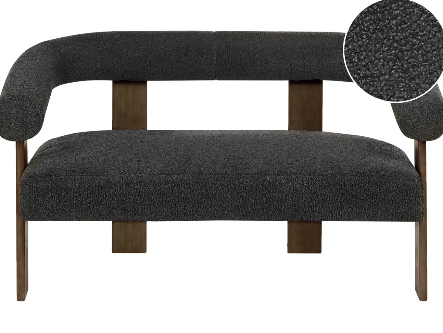 Best Sofa dla 2 osób ILBRO Boucle Czarny/ ciemny brąz Sofy Tapicerowane|Sofy Dwuosobowe