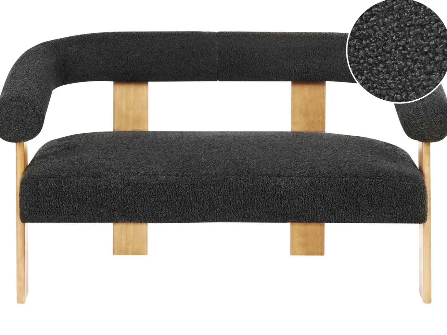 Outlet Sofa dla 2 osób ILBRO Boucle Czarny/ jasny brąz Sofy Tapicerowane|Sofy Dwuosobowe