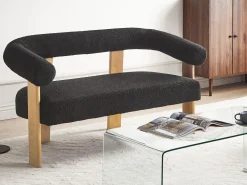 Outlet Sofa dla 2 osób ILBRO Boucle Czarny/ jasny brąz Sofy Tapicerowane|Sofy Dwuosobowe