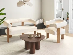 New Sofa dla 2 osób ILBRO Boucle Złamana biel/ ciemny brąz Sofy Tapicerowane|Sofy Dwuosobowe