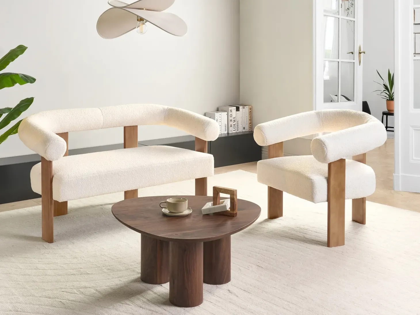 New Sofa dla 2 osób ILBRO Boucle Złamana biel/ ciemny brąz Sofy Tapicerowane|Sofy Dwuosobowe