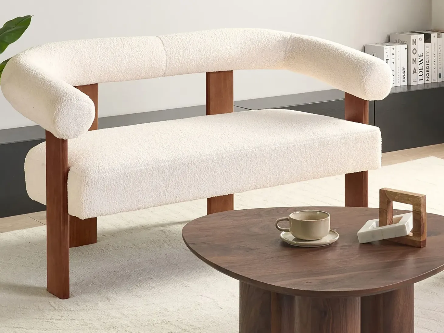 New Sofa dla 2 osób ILBRO Boucle Złamana biel/ ciemny brąz Sofy Tapicerowane|Sofy Dwuosobowe