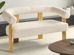 Outlet Sofa dla 2 osób ILBRO Boucle Złamana biel/ jasny brąz Sofy Tapicerowane|Sofy Dwuosobowe