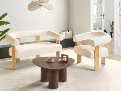 Outlet Sofa dla 2 osób ILBRO Boucle Złamana biel/ jasny brąz Sofy Tapicerowane|Sofy Dwuosobowe