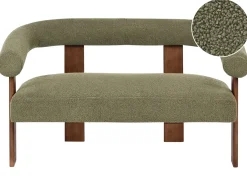 Sofa dla 2 osób ILBRO Boucle Zielony/ ciemny brąz Sofy Tapicerowane|Sofy Dwuosobowe