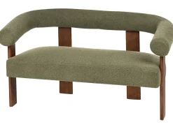 Sofa dla 2 osób ILBRO Boucle Zielony/ ciemny brąz Sofy Tapicerowane|Sofy Dwuosobowe
