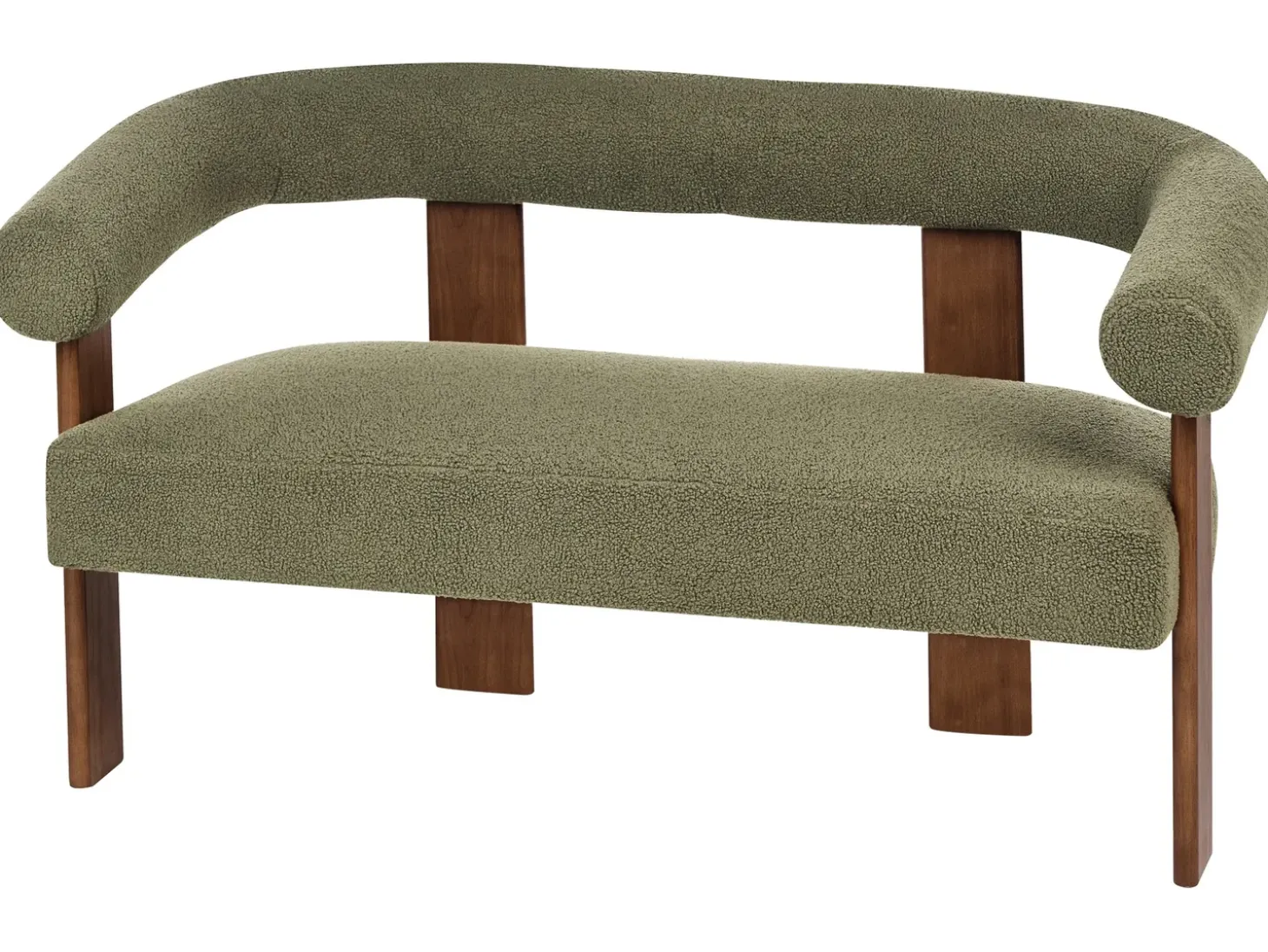Sofa dla 2 osób ILBRO Boucle Zielony/ ciemny brąz Sofy Tapicerowane|Sofy Dwuosobowe