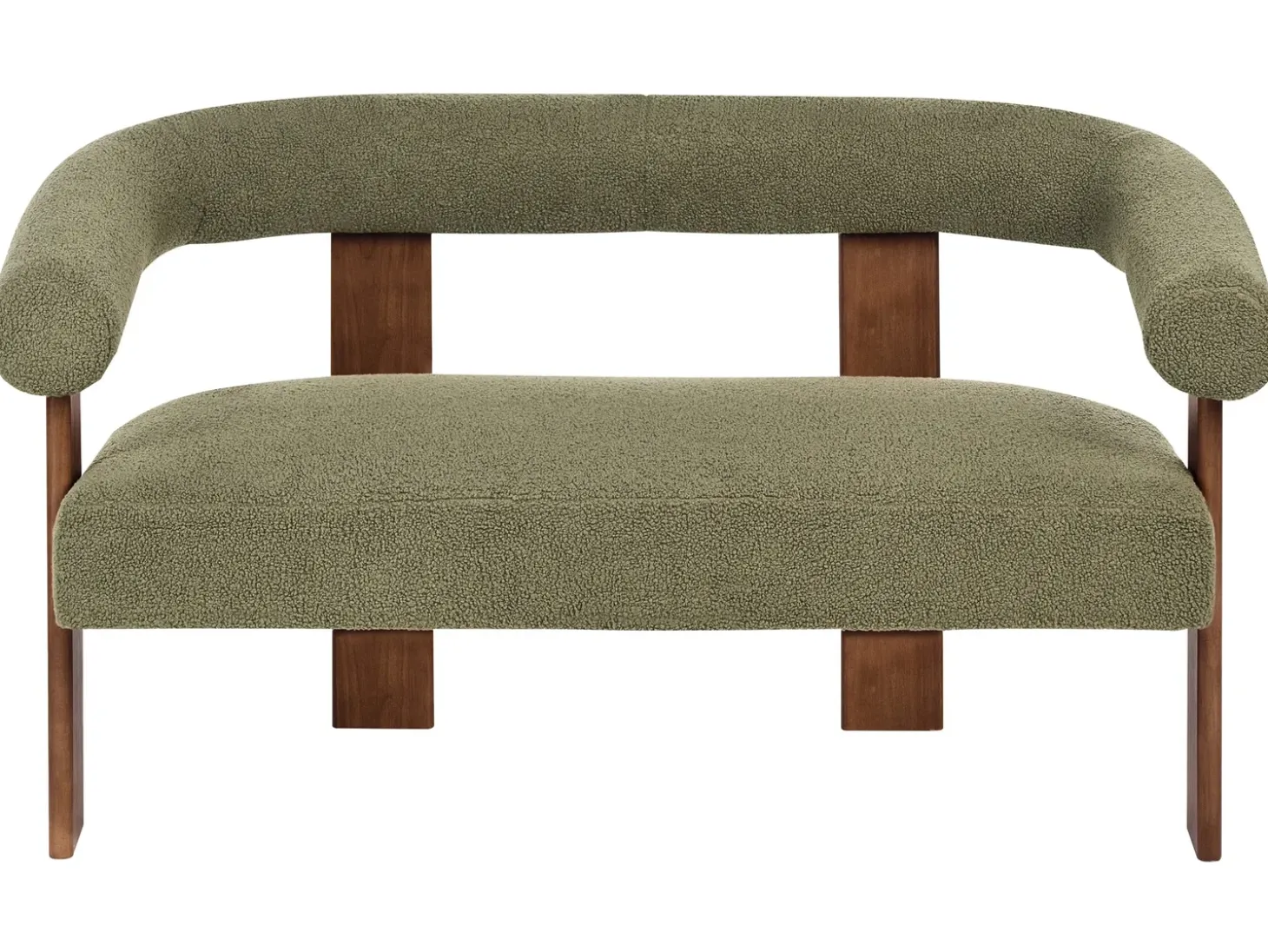 Sofa dla 2 osób ILBRO Boucle Zielony/ ciemny brąz Sofy Tapicerowane|Sofy Dwuosobowe