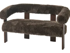 New Sofa dla 2 osób ILBRO Sztuczne futro Ciemno Sofy Tapicerowane|Sofy Dwuosobowe