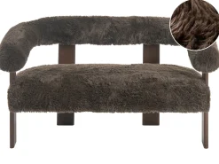 New Sofa dla 2 osób ILBRO Sztuczne futro Ciemno Sofy Tapicerowane|Sofy Dwuosobowe