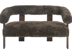 New Sofa dla 2 osób ILBRO Sztuczne futro Ciemno Sofy Tapicerowane|Sofy Dwuosobowe