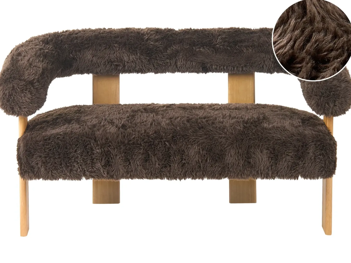 Discount Sofa dla 2 osób ILBRO Sztuczne futro Ciemny brąz/ jasny brąz Sofy Tapicerowane|Sofy Dwuosobowe