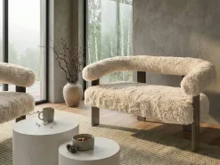 Best Sofa dla 2 osób ILBRO Sztuczne futro Złamana biel/ ciemny brąz Sofy Tapicerowane|Sofy Dwuosobowe