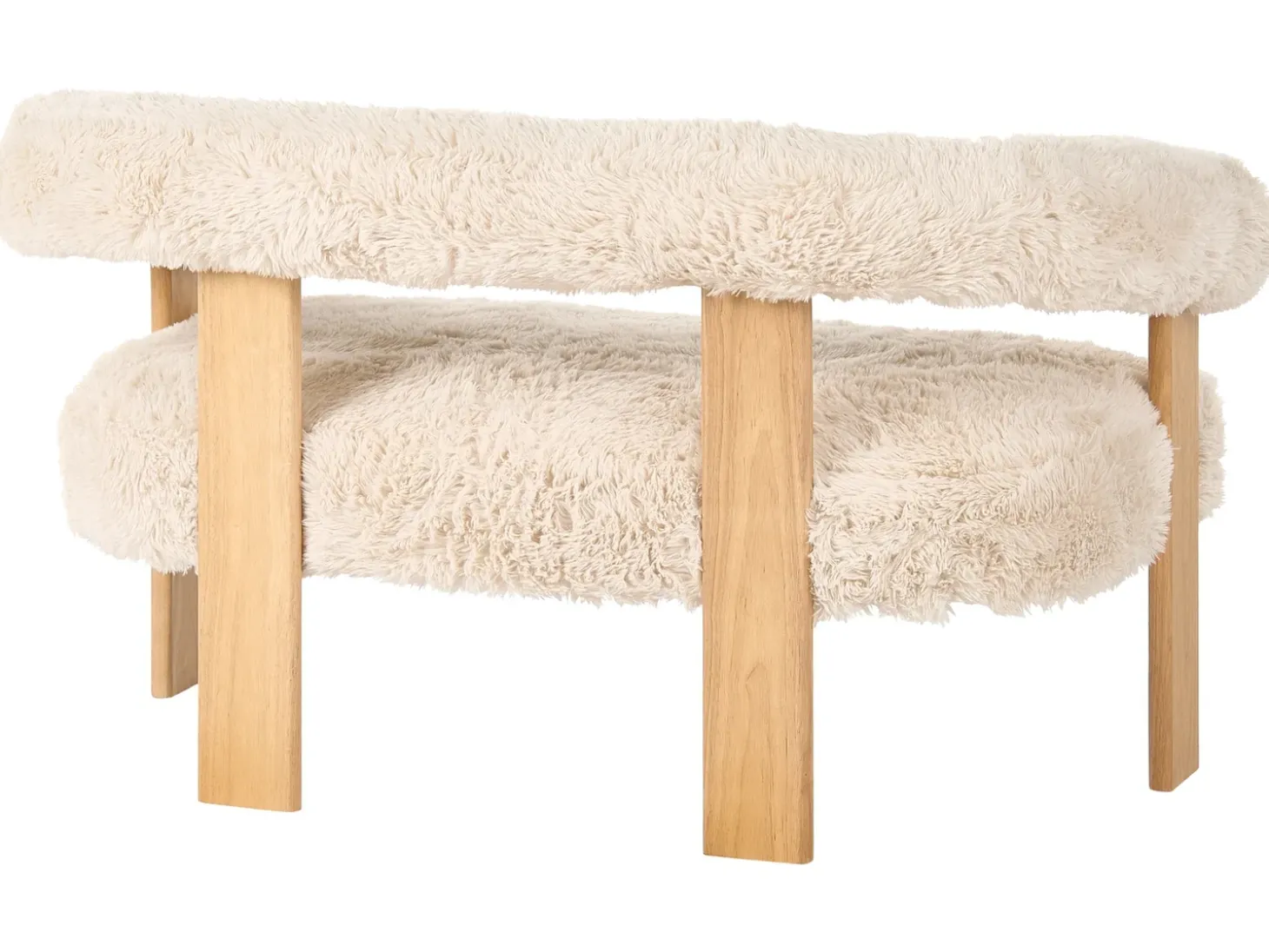 New Sofa dla 2 osób ILBRO Sztuczne futro Złamana biel/ jasny brąz Sofy Tapicerowane|Sofy Dwuosobowe