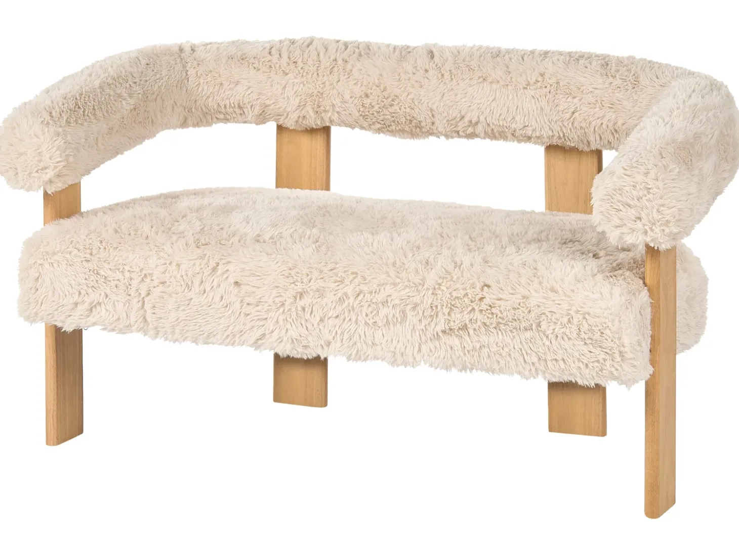 New Sofa dla 2 osób ILBRO Sztuczne futro Złamana biel/ jasny brąz Sofy Tapicerowane|Sofy Dwuosobowe