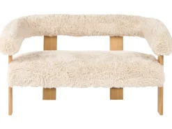 New Sofa dla 2 osób ILBRO Sztuczne futro Złamana biel/ jasny brąz Sofy Tapicerowane|Sofy Dwuosobowe
