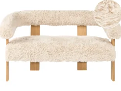 New Sofa dla 2 osób ILBRO Sztuczne futro Złamana biel/ jasny brąz Sofy Tapicerowane|Sofy Dwuosobowe