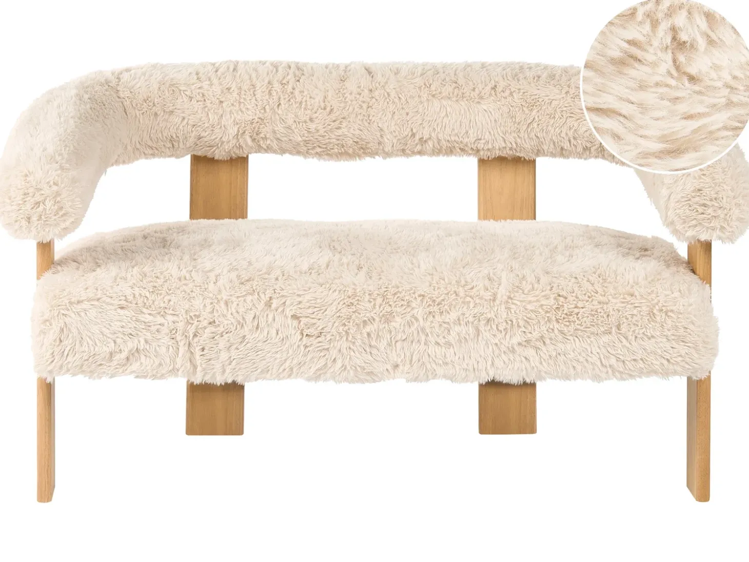 New Sofa dla 2 osób ILBRO Sztuczne futro Złamana biel/ jasny brąz Sofy Tapicerowane|Sofy Dwuosobowe