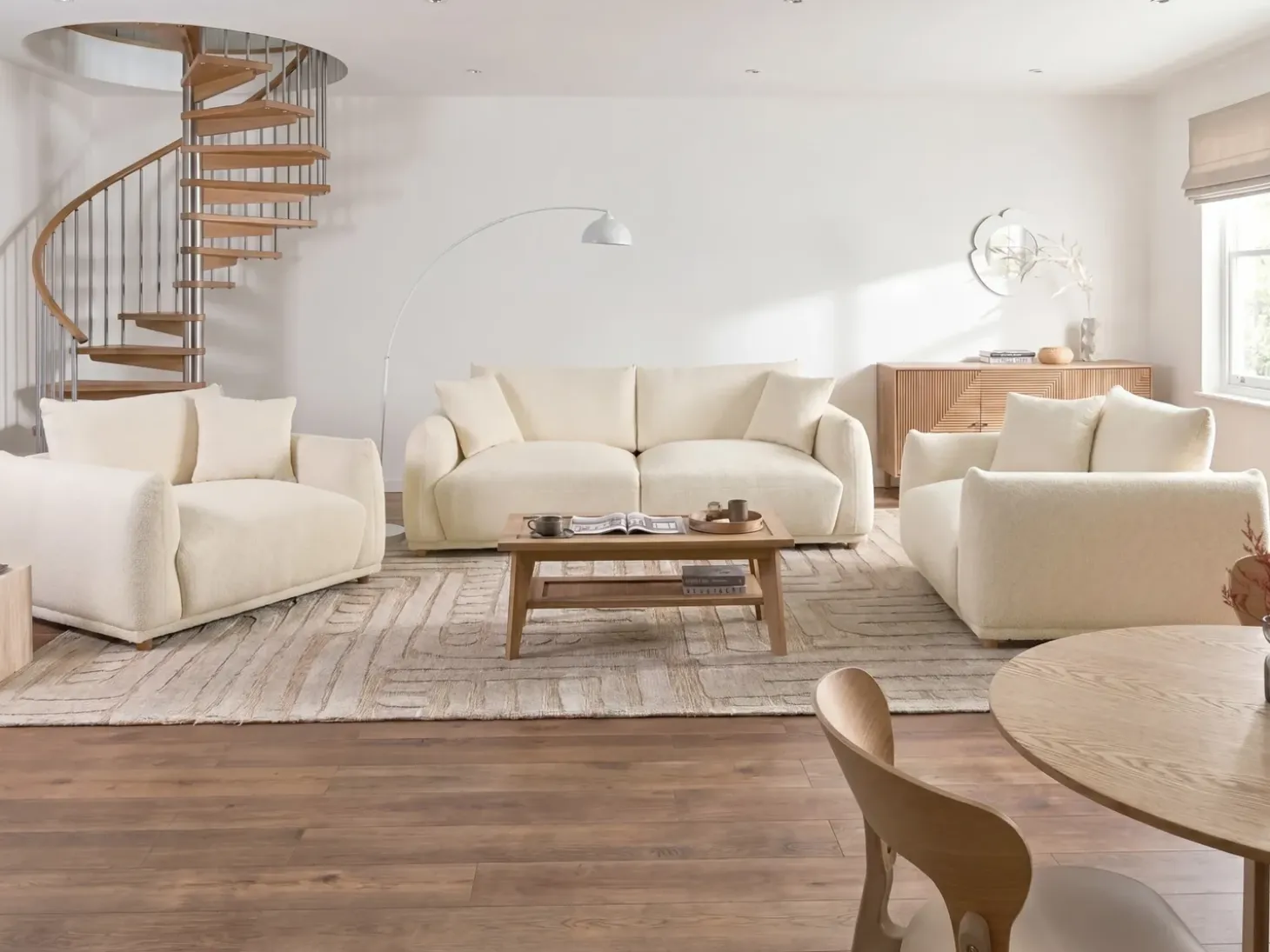 Hot Sofa dla 3 osób JUBEK Boucle Złamana biel Sofy Tapicerowane|Kolekcje Sof