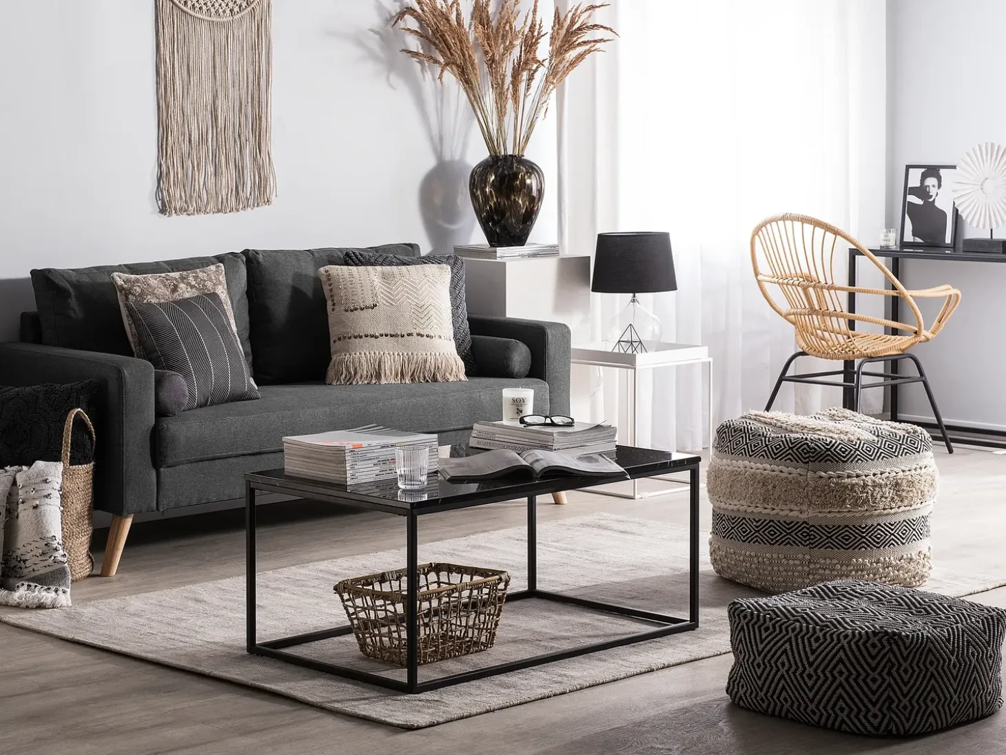 Clearance Sofa dla 2 osób KALMAR Ciemnoszary Sofy Tapicerowane|Sofy Dwuosobowe