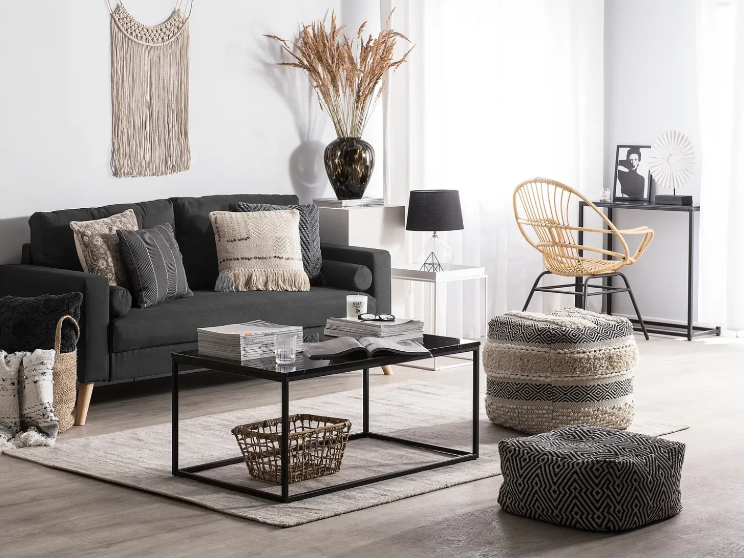 Clearance Sofa dla 2 osób KALMAR Czarny Sofy Tapicerowane|Sofy Dwuosobowe