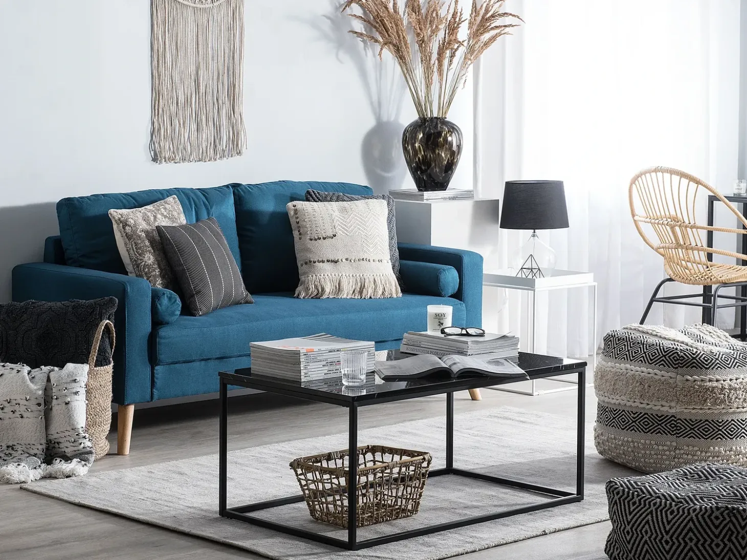 Sale Sofa dla 2 osób KALMAR Morski Sofy Tapicerowane|Sofy Dwuosobowe