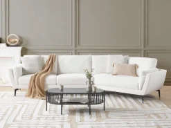 Clearance Sofa dla 3 osób KANSSELI Boucle Biały Sofy Tapicerowane|Wszystkie Sofy