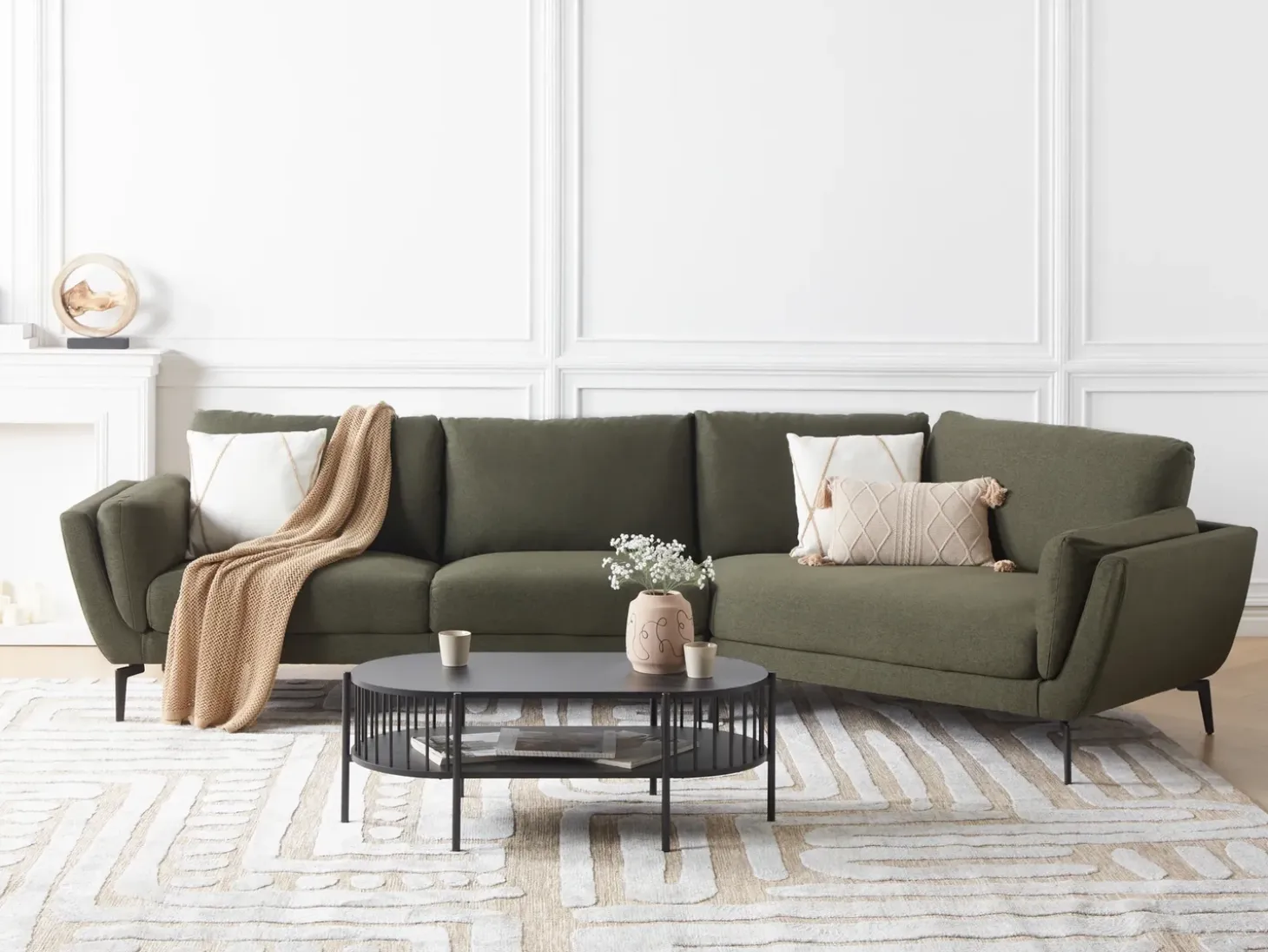Best Sofa dla 3 osób KANSSELI Ciemnozielony Sofy Tapicerowane|Wszystkie Sofy
