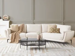 Online Sofa dla 3 osób KANSSELI Jasnobeżowy Sofy Tapicerowane|Wszystkie Sofy