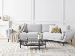 Best Sofa dla 3 osób KANSSELI Jasnoszary Sofy Tapicerowane|Wszystkie Sofy